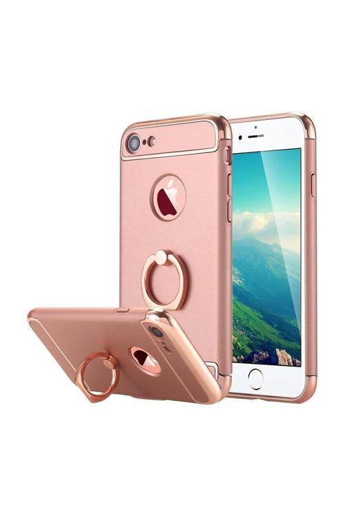 İphone 7,İphone 8 Selfie Yüzüklü Metal Kılıf Bronz