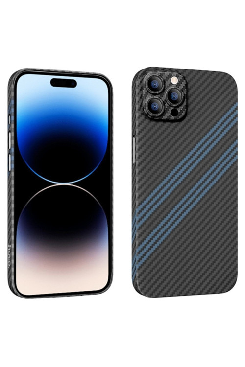 Iphone 14 Pro 6.1 Kılıf Kevlar Texture Kamera Korumalı Telefon Kılıfı Siyah,Mavi