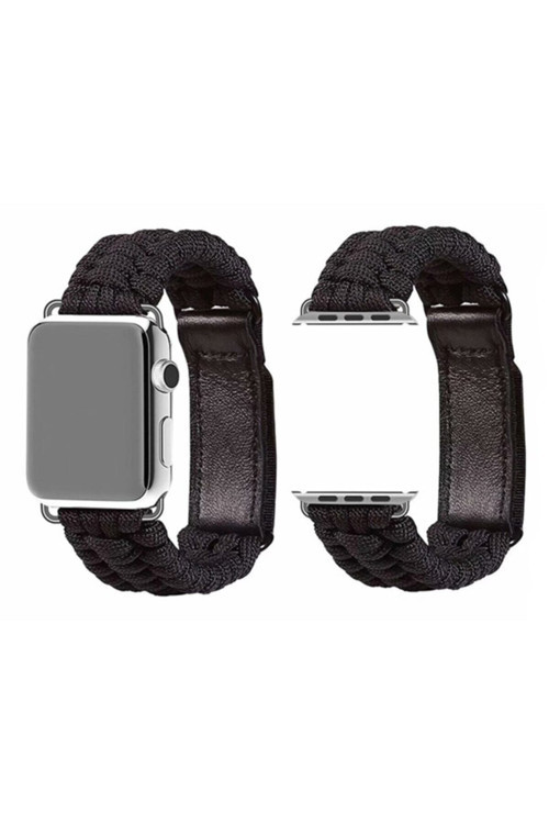 Siyah Watch 1-2-3,38 Mm Watch 4,40 Mm Halat Kayış Uyumlu Kordon