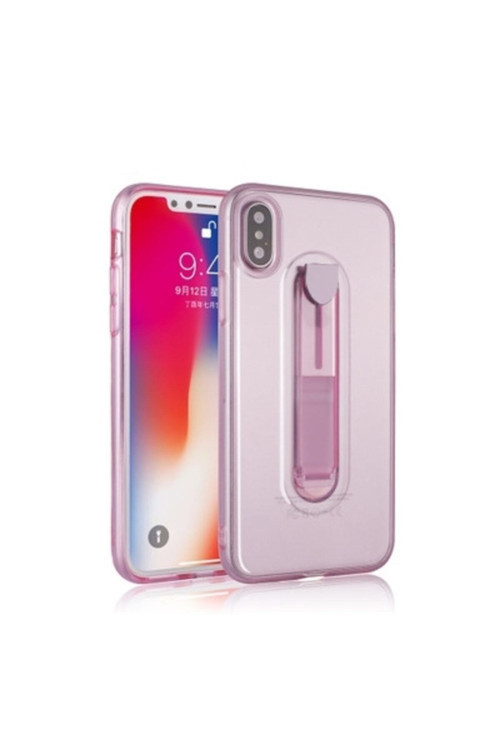 Iphone X Xs Selfie Yüzüklü Şeffaf Silikon Kılıf - Pembe