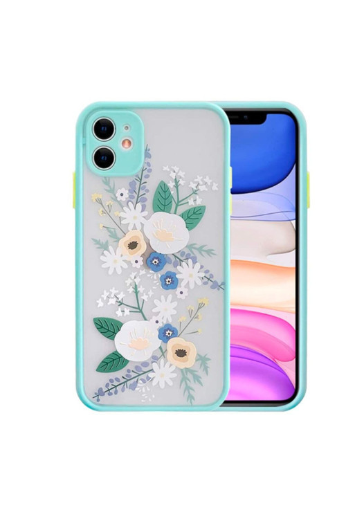 Iphone 12 Mini 5.4İnç Uyumlu Kamera Korumalı Çiçek Desenli Silikon Kılıf Desenli 1