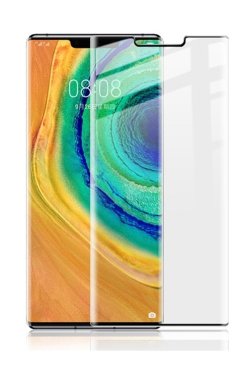 Huawei Mate 30 Pro 3D Kavisli Full Kaplama Tempered Kırılmaz Cam Ekran Koruyucu Siyah