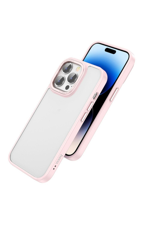 Iphone 14 Pro Max Golden Shield Frosted Silikon Telefon Kılıfı Pembe