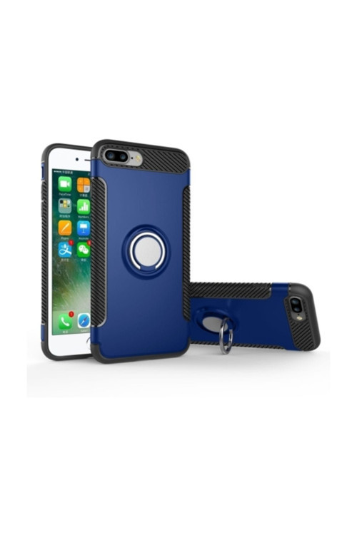 İphone 7Plus İphone 8Plus 360 Doner Yüzüklü Darbe Emici Armor Kılıf Lacivert
