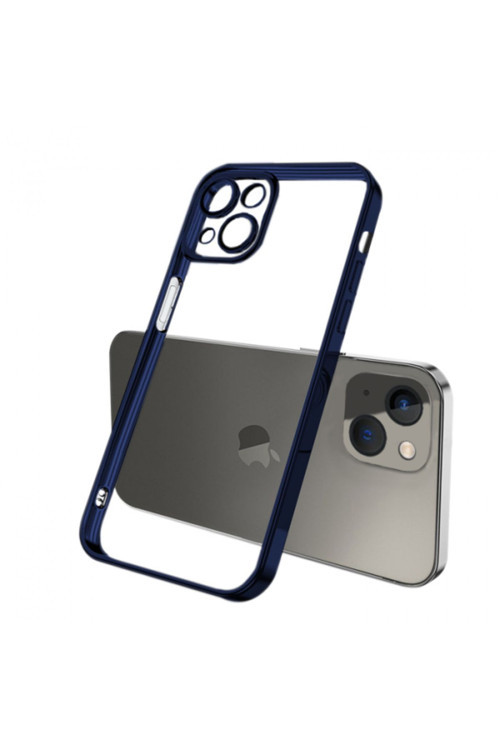 Fashion Series Iphone 13 Pro 6.1İnç Kılıf Renkli Kenar Lazer Çerçeveli Silikon Kılıf Lacivert