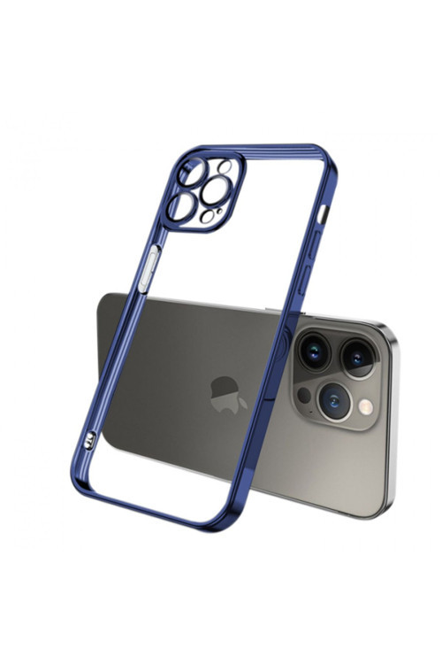 Fashion Series Iphone 13 Pro 6.1İnç Kılıf Renkli Kenar Lazer Çerçeveli Silikon Kılıf Mavi