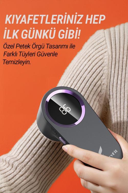 Şarjlı (Type C) Tüy Tiftik Toplama Toplayıcı Temizleme Makinesi 2 Adet Yedek Bıçak Hediyeli