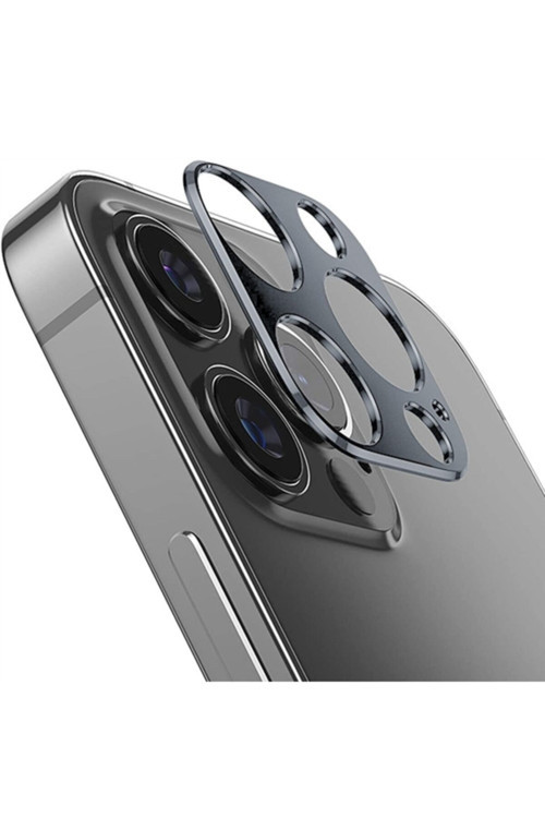 Iphone 12 Pro 3D Metal Kamera Koruyucu Metal Lens Füme