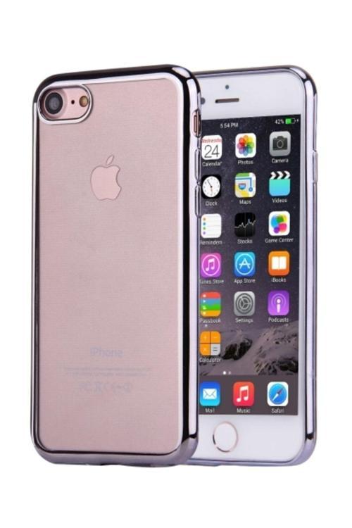 Apple İphone 7 Lazer Kaplama Şeffaf Silikon Kılıff Gri