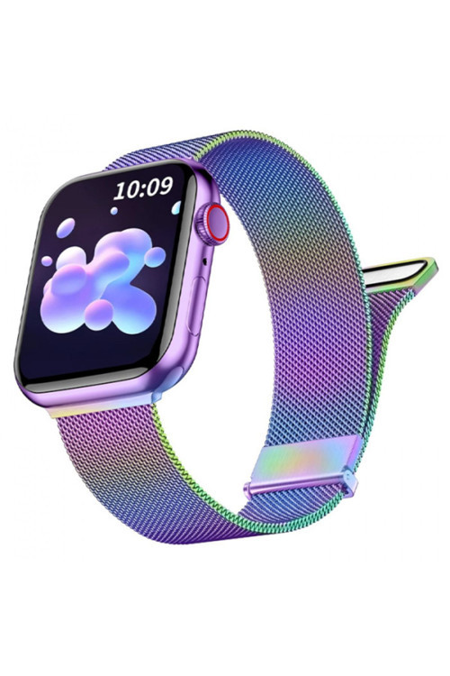 Apple Watch 7-8 45Mm 6-5-4 44Mm Kayış Kordon Metal Milano Loop 3-2-1 42Mm Çok Renkli