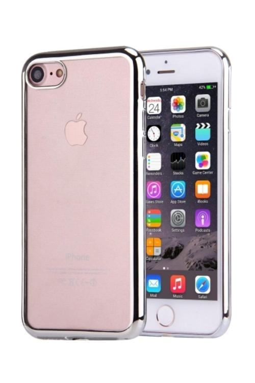 Apple İphone 7 Lazer Kaplama Şeffaf Silikon Kılıff Gümüş