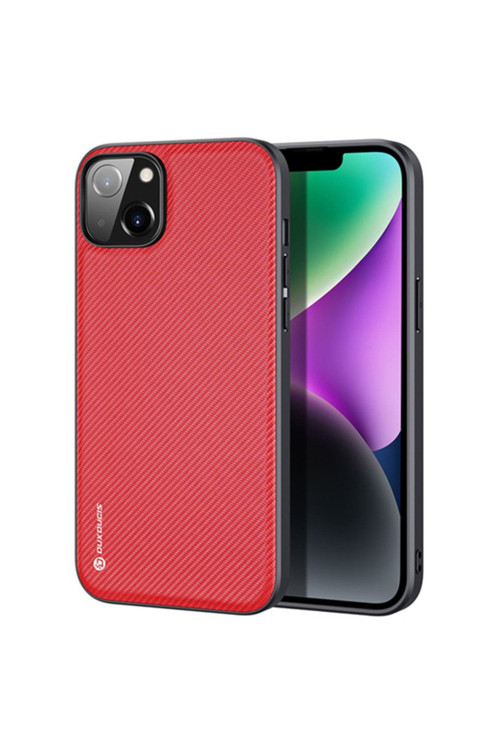 Fino Serisi Iphone 14 Plus 6.7 Inç Kılıf Premium Dokuma Silikon Kılıf Kırmızı