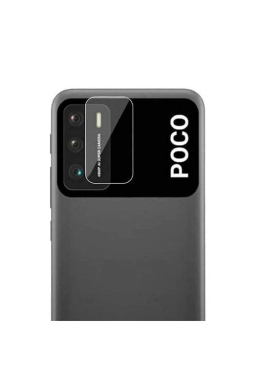 Xiaomi Poco M3 Tempered Cam Kamera Koruyucu-Şeffaf