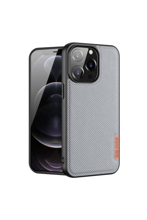 Dux Ducis Fino Serisi Iphone 13 Pro 6.1İnç Kılıf Premium Dokuma Silikon Kılıf Gri