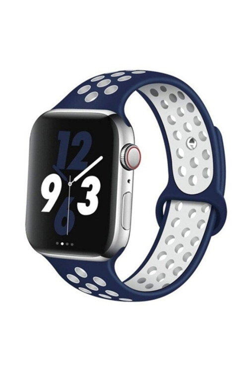 Ally Apple Watch 7 41Mm 6-5-4 40Mm Nike Kordon Kayış 3-2-1 38Mm Mavi,Beyaz