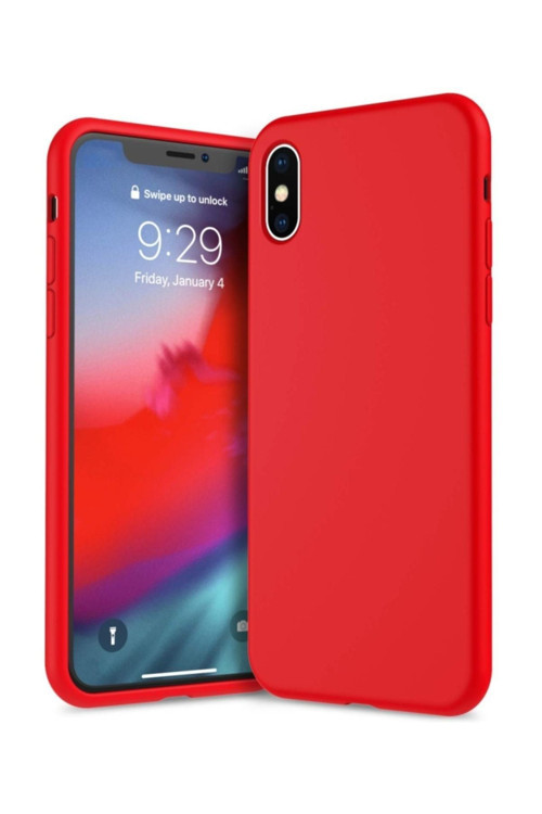İphone X Xs Kamera Korumalı Slim Premium Silikon Kılıf Kırmızı