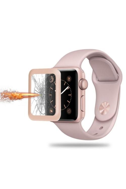Apple Watch 1,2,3 42Mm 3D Kavisli Full Cam Ekran Koruyucu - Rose Gold