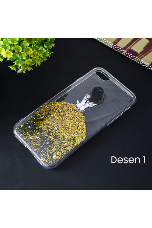 Iphone 7 3D Diamond Elbise Şeffaf Silikon Kılıf Desenli 1