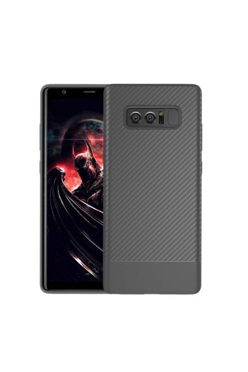 Galaxy Note 8 Carbon Fiber Dokulu Premium Soft Silikon Kılıf Gri