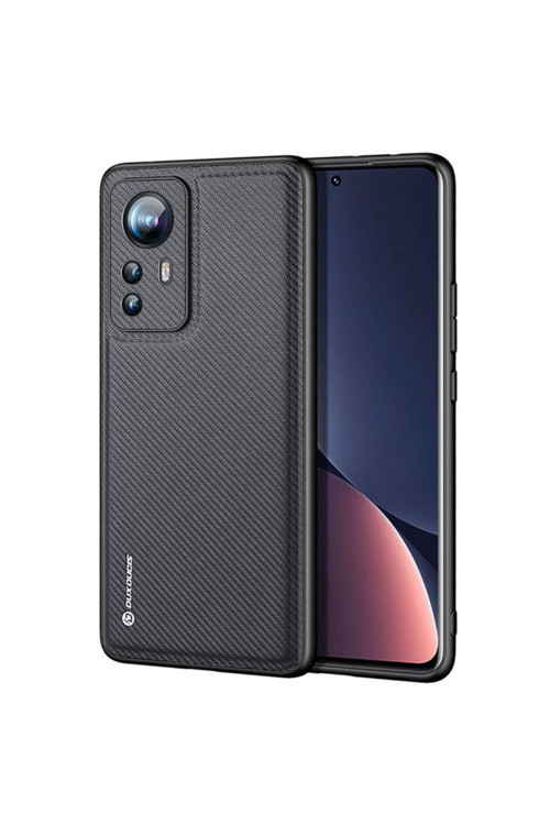 Fino Serisi Xiaomi 12 Pro Kılıf Premium Dokuma Silikon Kılıf Siyah Uyumlu