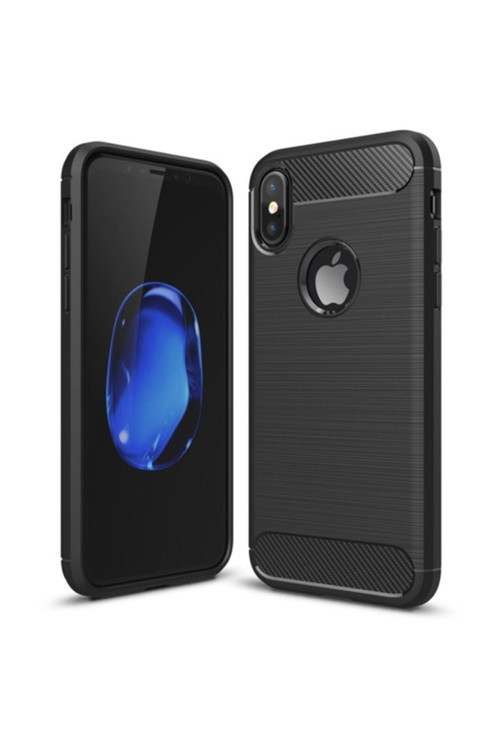 İphone X,10 Dark Ultra Koruma Karbon Fiber Doku Silikon Kılıf Siyah