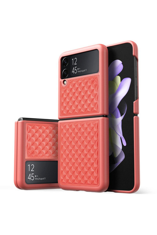 Venice Series Samsung Galaxy Z Flip4 5G Için Premium Deri Kılıf Pembe