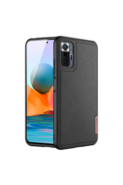 Fino Serisi Xiaomi Redmi Note 10 Prouyumlu Kılıf Premium Dokuma Silikon Kılıf Siyah