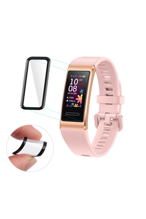 Huawei Band 4 3D Kavisli Pc+Pmma Pet Ekran Koruyucu Film Siyah