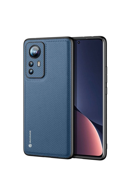 Fino Serisi Xiaomi 12 Pro Uyumlu Kılıf Premium Dokuma Silikon Kılıf Mavi