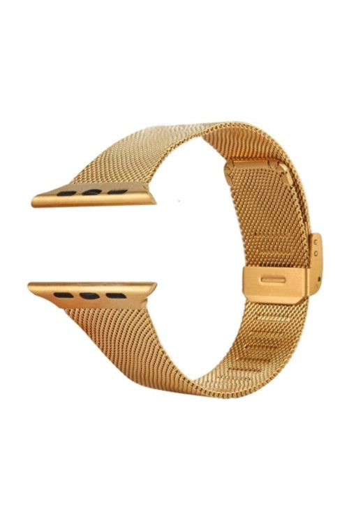 Apple Watch 5-4 44Mm 3-2-1 42Mm Kayış Kordon Kopçalı Milano Loop - Gold