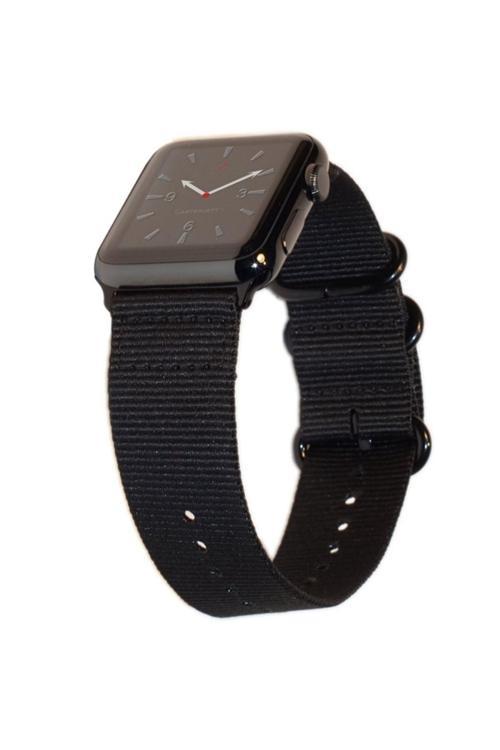 Ally Apple Watch 7 41Mm 6-5-4 40Mm Uyumlu Nylon Kayış 3 Tokalı 3-2-1 38Mm Siyah