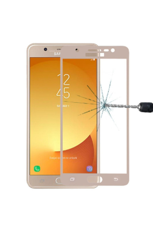 Ally Samsung Galaxy J7 Max İçin Full Kaplama Kırılmaz Cam Ekran Koruyucu Gold