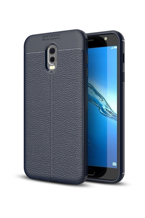 Ally Samsung Galaxy J7 Plus Litchi Tam Koruma Soft Silikon Kılıf Mavi