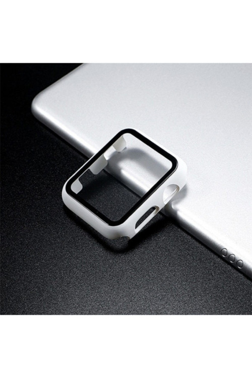 Apple Watch 6-5 4 44Mm 360 Derece Koruma Kılıf+Kırılmaz Cam - Beyaz