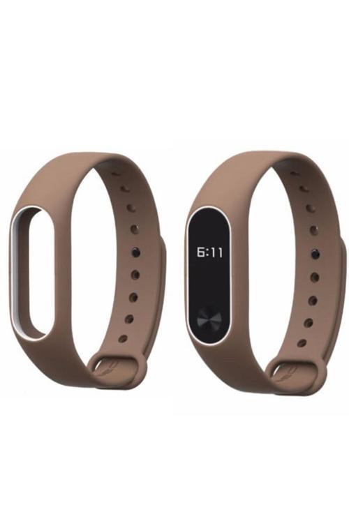 Xiaomi Mi Band 2 Akılı Bileklik Kordonu Beyaz Çerçeveli Kahverengi