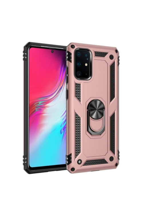 Ally Sm Galaxy S20 Ultra Yüzüklü Kılıf Armor Shockproof Ring Kılıf Rose Gold