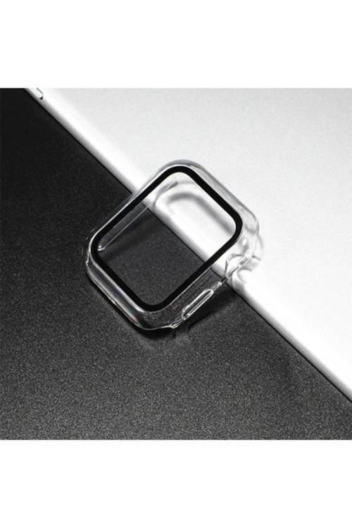 Apple Watch 6-5 4 44Mm 360 Derece Koruma Kılıf+Kırılmaz Cam - Şeffaf