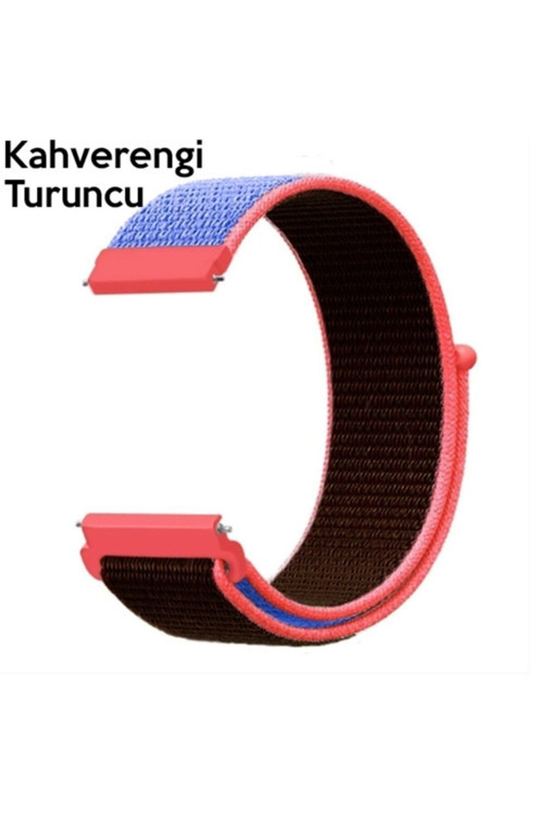 22Mm Gear S3 Watch 4 -Gt2 Gt2E 46Mm Kayış Kordon Lylon Loop - Kahverengi,Turuncu