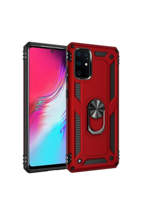 Ally Sm Galaxy S20 Yüzüklü Kılıf Armor Shockproof Ring Kılıf Kırmızı