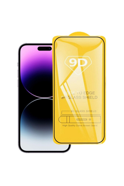 Iphone 14 Pro Max 6.7 Full Glue-Tempered Cam Ekran Koruyucu Siyah