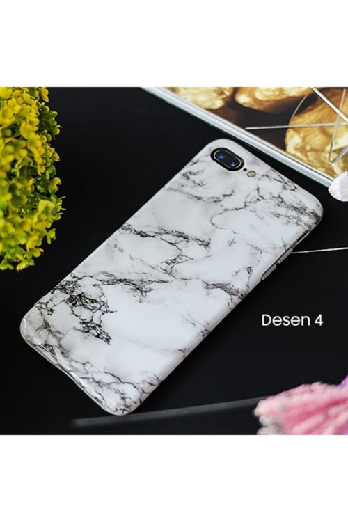 Iphone 7 Plus Iphone 8 Plus Mermer Taş Görünümlü Soft Silikon Kılıf Desenli 4