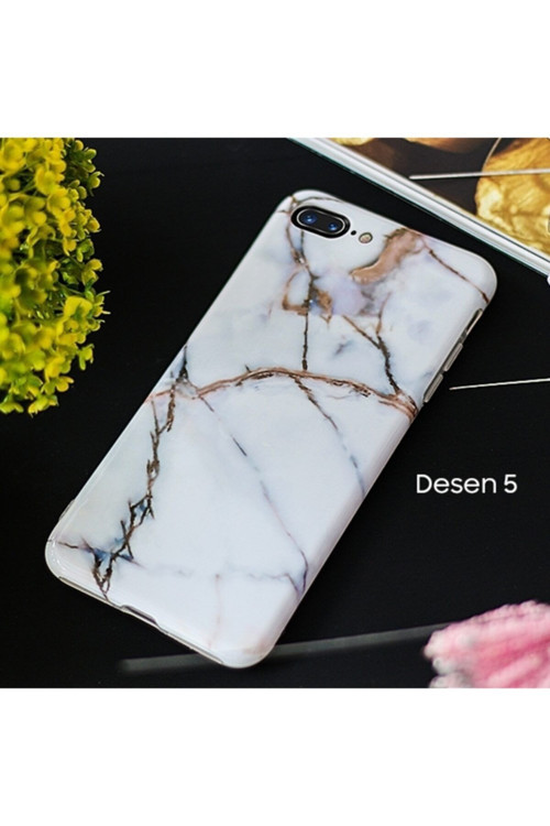 Iphone 7 Plus Iphone 8 Plus Mermer Taş Görünümlü Soft Silikon Kılıf Desenli 5