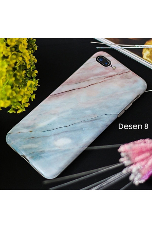 Iphone 7 Plus Iphone 8 Plus Mermer Taş Görünümlü Soft Silikon Kılıf Desenli 8