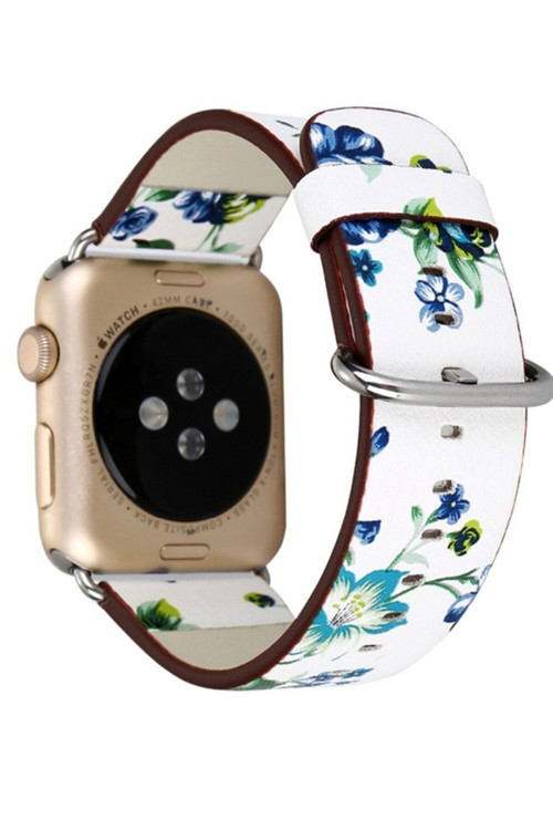 Iwatch Uyumlu 4-5 44Mm 1-2-3 42Mm Gül Desenli Pu Deri Kordon Kayış Desenli 5