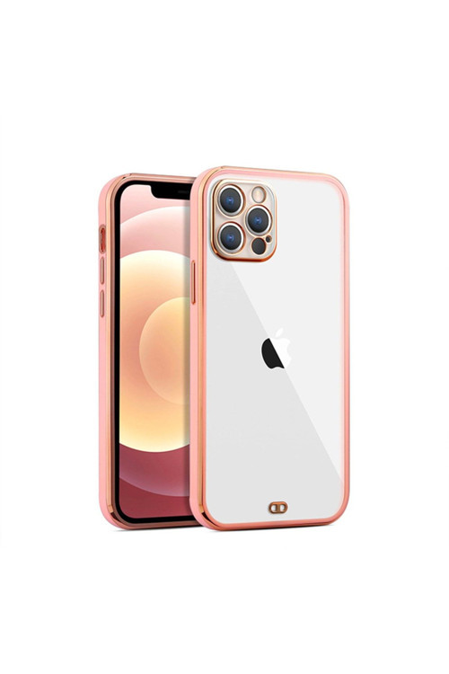 İphone 12 Pro 6.1İnç Gold Çerçeve Kamera Korumalı Bumper Kılıf