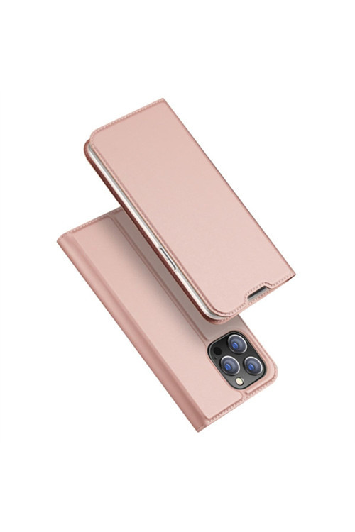 Iphone 14 Pro 6.1 Kılıf Skin Pro Series Flip Cover Kapaklı Kılıf Rose Gold
