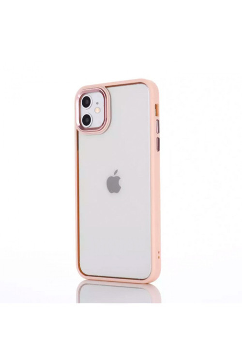 Iphone 12 - 12 Pro 6.1İnç Kılıf Parlak Renkli Çerçeveli Ultra Lüx Tpu Silikon Kılıf Pembe