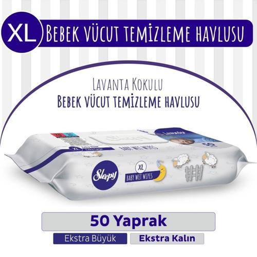XL Lavanta Kokulu Bebek Vücut Temizleme Mendili 50 Yaprak