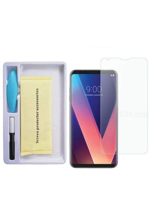 Lg V30-V30+ Plus Full Liquid+Uv Işık 3D Kırılmaz Cam Ekran Koruyucu - Şeffaf