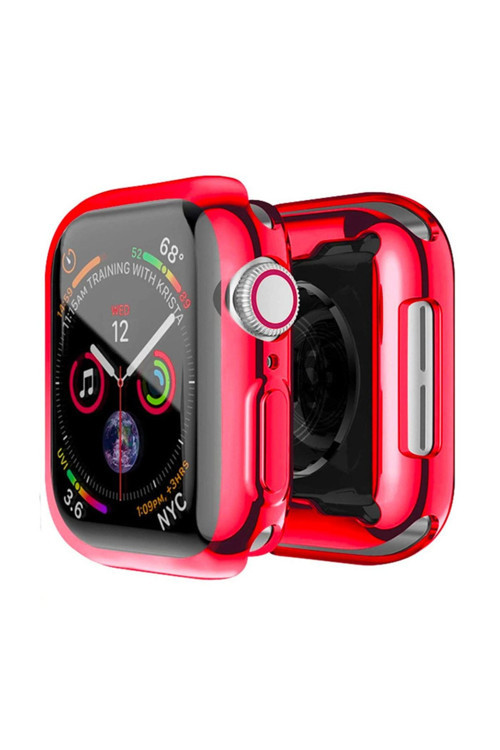 Apple Watch 7 45Mm Uyumlu 360 Koruma Ultra Slim Silikon Kılıf Kırmızı